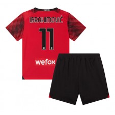 AC Milan Zlatan Ibrahimovic #11 Hemmaställ Barn 2023-24 Korta ärmar (+ Korta byxor)